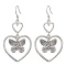 Heart Alloy Dangle Earrings, Brass Earring for Women, Butterfly, 58x29.5mm