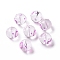 Transparent Glass Beads, Hand Drawn Beads, with Enamel, Round, Orchid, Heart Pattern, 11.5~12x11mm, Hole: 1.5~1.6mm