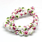 Handmade Flower Printed Porcelain Ceramic Beads Strands, Round, Old Rose, 10mm, Hole: 2mm, about 35pcs/strand, 13.5 inch