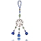 Alloy Flat Round with Tree of Life Pendant Decorations, Evil Eye and Bell Car Hanging Decoration, Blue, 275x55mm