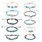 ANATTASOUL 10Pcs 10 Style Synthetic Turquoise & Natural Shell & Seed Braided Bead Bracelet & Anklet, Boho Alloy Starfish Ocean Theme Jewelry Set for Women, Mixed Color, Inner Diameter: 3~9cm, 1Pc/style