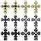 SUNNYCLUE 24Pcs 6 Colors Alloy Pendants, with Rhinestone, Cross Charms, Mixed Color, 29x20.5x4mm, Hole: 1.6mm, 4Pcs/color