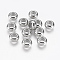 201 Stainless Steel Beads, with Rubber Inside, Slider Beads, Rondelle, Stainless Steel Color, 9x4.5mm, Hole: 2~3mm