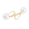 Rack Plating Brass Cubic Zirconia ABS Pearl Earring Hooks EJEW-S219-16G-04-2