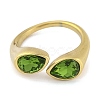 Ion Plating(IP) 304 Stainless Steel Rhinestone Teardrop Cuff Open for Women RJEW-N046-04E-G-2