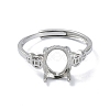 Adjustable 925 Sterling Silver Ring Components STER-K179-34P-2