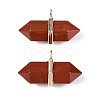 Natural Red Jasper Double Terminal Pointed Pendants G-N345-09C-1