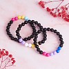 Acrylic Round Beaded Stretch Bracelet for Women BJEW-SW00066-01-2