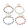 Enamel Oval with Evil Eye Link Chains Bracelet BJEW-P271-04G-1