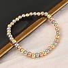Brass Round Beaded Stretch Bracelets for Men Women BJEW-B148-05C-M-3