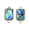 Brass Pave Natural Paua Shell Connector Charms KK-M299-01B-P-1