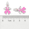 Breast Cancer Awareness Ribbon with Angel Wing Platinum Color Pearl Pink Alloy Rhinestone Enamel Pendants X-ENAM-D001-2-3