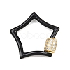 Star Brass Micro Pave Clear Cubic Zirconia Screw Carabiner Clasps KK-B167-01C-04G-1