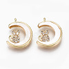 Brass Micro Pave Clear Cubic Zirconia Charms KK-R117-005-NF-1