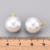 Brass & ABS Plastic Imitation Pearl Pendants KK-N261-14mm-121G-3