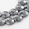 Electroplate Non-magnetic Synthetic Hematite Flat Round Bead Strands G-L368-05D-1