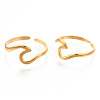 Ion Plating(IP) 304 Stainless Steel Sea Wave Cuff Rings RJEW-N038-115LG-2
