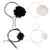 4Pcs 4 Styles Cloth & Polyester Flower Collar Choker Necklaces Set for Women Bride Wedding Party AJEW-TA0001-27-9