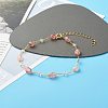 Natural Strawberry Quartz Beads Anklets Set for Girl Women AJEW-AN00450-03-5