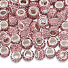 80Pcs Polymer Clay Rhinestone European Large Hole Beads with Silver Color Plated Brass Cores FPDL-LT0001-02C-7