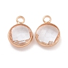 Golden Tone Brass Glass Flat Round Charms GLAA-M003-A-21G-2