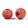 Painted Natural Wood Beads WOOD-S057-072-5