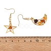 Natural Amber Wire Wrapped Star Moon Dangle Earrings EJEW-JE07532-5