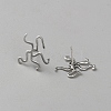 Anti-Tarnish Rhomdium Plated Sterling Silver Studs Earrings Findings STER-WH0061-38P-2