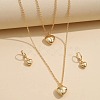 Heart Alloy Pendant Necklaces & Hoop Earrings & Charm Bracelets Sets FS-WGCAE07-01-2