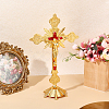 Religion Alloy Crucifix Cross Statue Display Decorations DJEW-WH0043-92-3