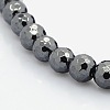 Faceted Round Non-magnetic Synthetic Hematite Beads Strands G-P061-60-8mm-1