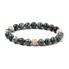 Natural Dioptase Round Beaded Stretch Bracelets BJEW-JB11195-01-1