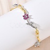 Brass Micro Pave Cubic Zirconia Link Chain Bracelets for Women BJEW-C156-04B-03GP-1