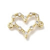 Rack Plating Brass Pave Clear Cubic Zirconia Heart Links Connector Charms KK-K373-11A-G-1