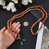 1Pc Bodhi & Synthetic Turquoise Beaded Mala Necklaces NJEW-DC0001-21-3
