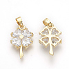 Brass Cubic Zirconia Pendants X-KK-R015-112G-2