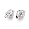 Brass Micro Pave Clear Cubic Zirconia Box Clasps KK-Q074-07P-3