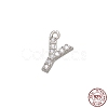 Real Platinum Plated Rhodium Plated 925 Sterling Silver Micro Pave Clear Cubic Zirconia Charms STER-P054-10P-Y-1