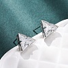 Brass Micro Pave Clear Cubic Zirconia Stud Earrings EJEW-C174-02F-P-2