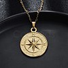 Compass 304 Stainless Steel Pendant Necklaces NJEW-M096-19G-4