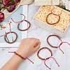 6Pcs Round Natural Rudraksha Beaded Braided Bead Bracelets BJEW-DC00021-3