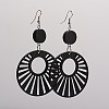 Trendy Flat Round Wood Dangle Earrings EJEW-F0090-12C-1