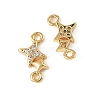SHEGRACE Brass Micro Pave Clear Cubic Zirconia Double Star Links Connector Charms XGRQ2O832-454G-2