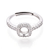 Rhodium Plated 925 Sterling Silver Micro Pave Cubic Zirconia Engagement Solitaire Adjustable Ring Settings STER-T008-13P-2