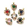 Rack Plating Brass with Cubic Zirconia Pendants KK-Z086-15G-01-1