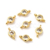 Rack Plating Brass Pave Clear Cubic Zirconia Connector Charms KK-G477-02G-1