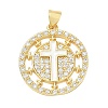 Religion Cross Brass Micro Pave Clear Cubic Zirconia Pendants CU-CBA83A6-03A-G02-1