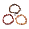 3Pcs 3 Styles Natural Red Aventurine & Red Jasper & Tiger Eye Chips Stretch Bracelets Sets BJEW-JB11076-07-4