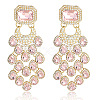 Teardrop with Rectangle Alloy Rhinestone Chandelier Earrings FS-WGBF96F-05-1
