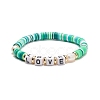 10Pcs 10 Color Handmade Polymer Clay Disc Surfer Stretch Bracelets Set BJEW-JB08873-7